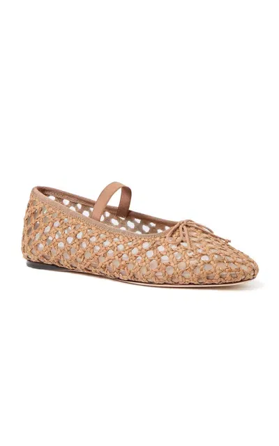 Loeffler Randall Leonie Woven Raffia Ballet Flats In Brown