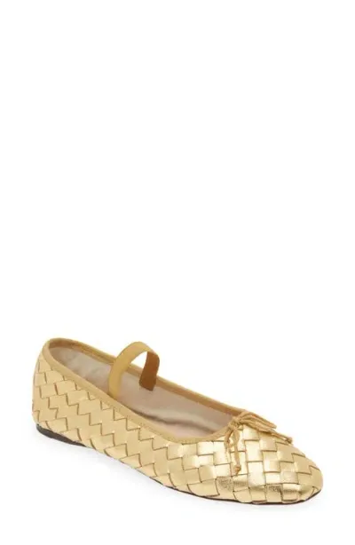 Loeffler Randall Leonie Metallic Woven Leather Ballerina Flats In Gold