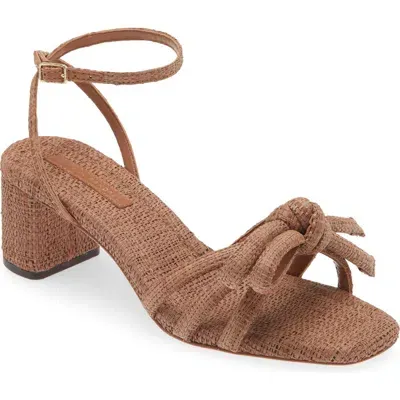 Loeffler Randall Mikel Bow Ankle Strap Raffia Sandal In Brown