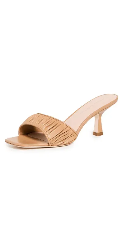 Loeffler Randall Naima Gathered Band Mid Heel Mules Dune