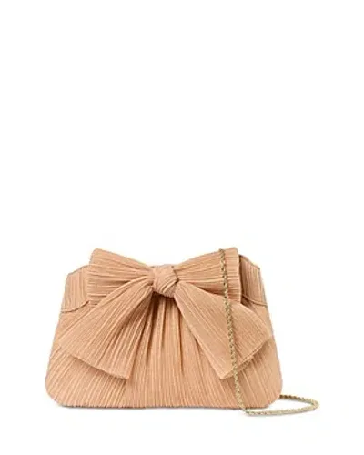 Loeffler Randall Rayne Bow-embellished Plissé-organza Clutch In Glitter Beauty/gold