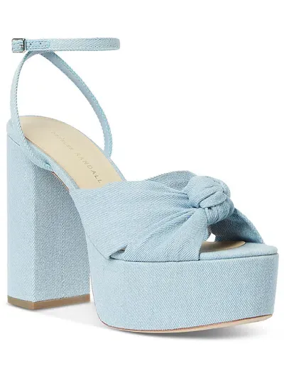 Loeffler Randall Roz Knot Platform Ankle-strap Sandals In Light Denim