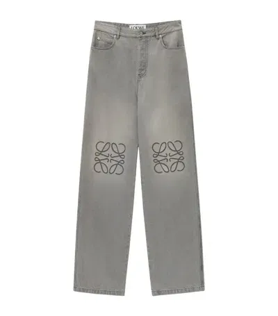 Loewe Anagram Baggy Jeans In Grey Melan