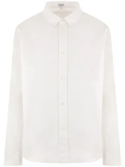 Loewe Anagram Cotton Twill Shirt In 白色