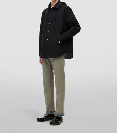 Loewe Anagram Hooded Overshirt In Black