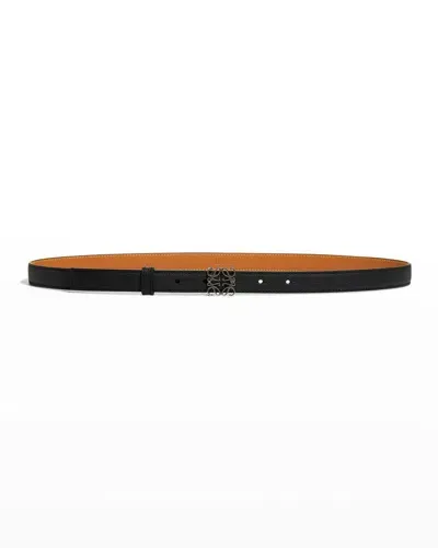 Loewe Anagram Leather Belt In Black / Silver