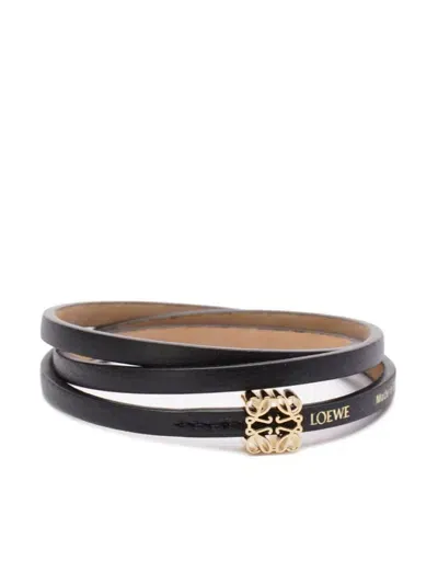 Loewe Anagram Leather Bracelet In Black