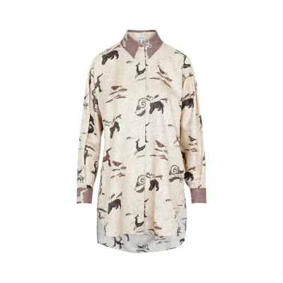 Loewe Printed Silk Shirt In Brown