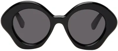 Loewe Black Bow Sunglasses In Shiny Black / Smoke