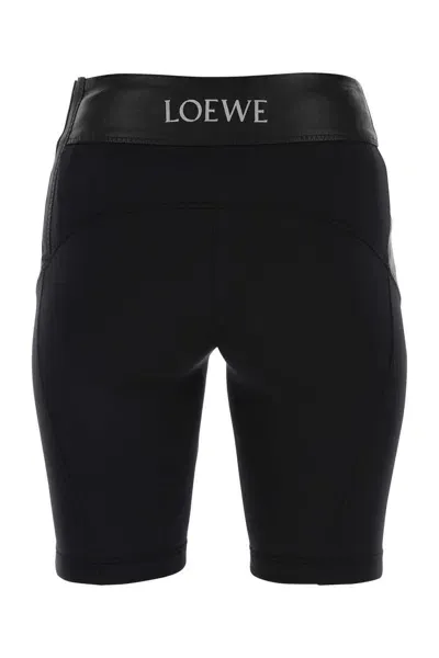 Loewe Black Leather And Fabric Leggings