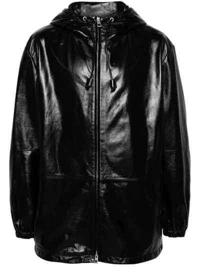 Loewe Leather Jacket In Black