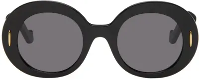 Loewe Black Round Screen Sunglasses In Shiny Black / Smoke