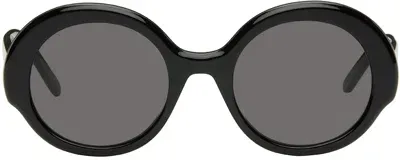 Loewe Black Round Slim Sunglasses In Shiny Black/smoke