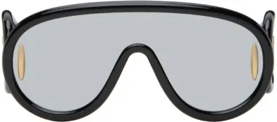 Loewe Black Wave Mask Sunglasses In Shiny Black/smoke Mi