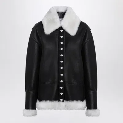 Loewe Black/white Sheepskin Jacket In Blue