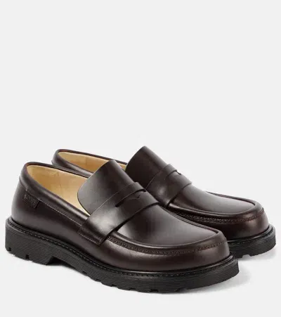 Loewe Blaze Leather Loafers In Brown