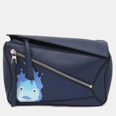 Pre-owned Loewe Blue Leather Ghibli Puzzle Shoulder Bag