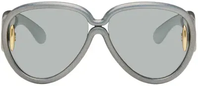 Loewe Blue Pilot Mask Sunglasses In Black/other/blu Mirr