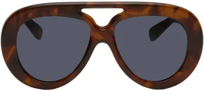 Loewe Brown Round Spoiler Aviator Sunglasses In Blonde Havana / Blue