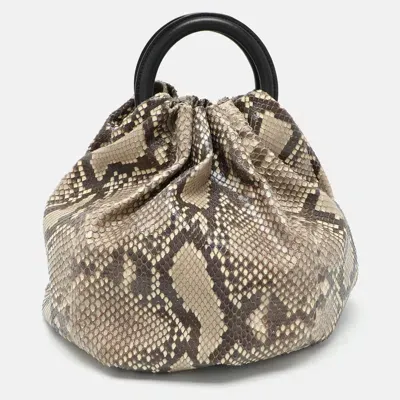 Pre-owned Loewe Brown/beige Python Bounce Bucket Bag