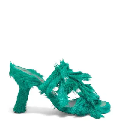 Loewe Calfhair Petal Bow Sandal 90 In Green