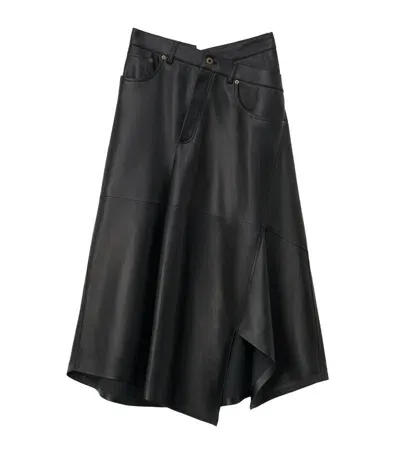 Loewe Cotton Asymmetric Midi Skirt In Black