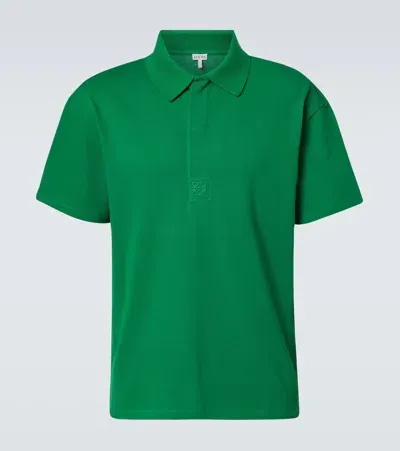 Loewe Cotton-blend Piquet Polo Shirt In Green