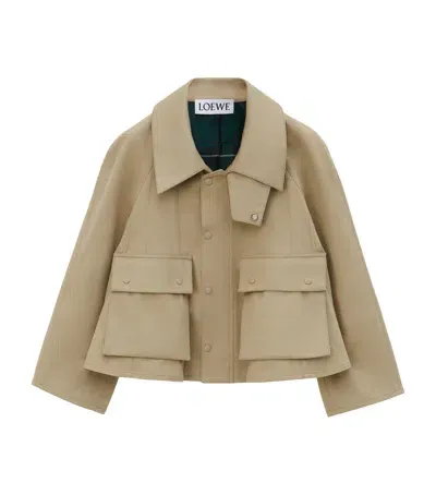 Loewe Cotton Gabardine Trapeze Jacket In Beige