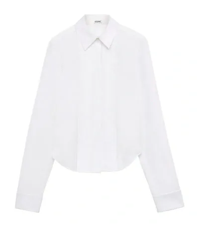 Loewe Cotton Pleated Long-sleeve Shirt In Optic White