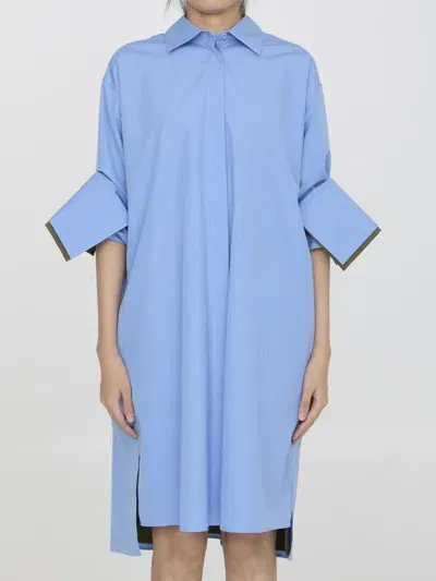 Loewe Cotton Shirt Dress In Blue