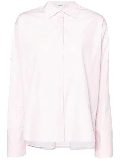 Loewe Spread-collar Poplin Shirt In Pink