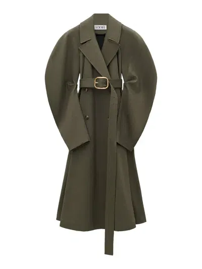 Loewe Cotton Trench Coat In Green