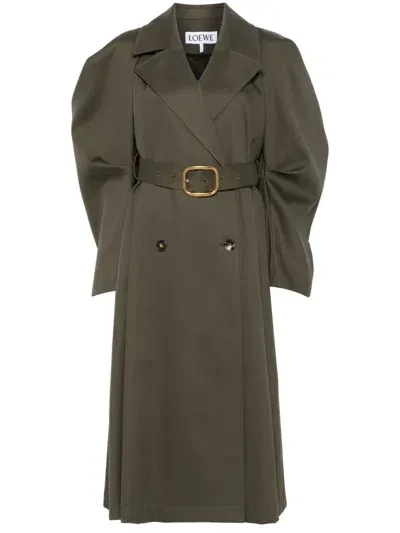 Loewe Cotton Trench Coat In Green