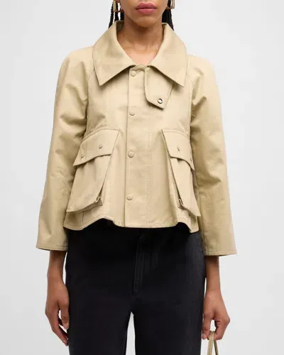 Loewe Cropped Trapeze Trench Jacket In Safari Bei