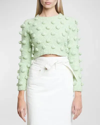 Loewe Cropped Wool Sweater With Dot Details In Green