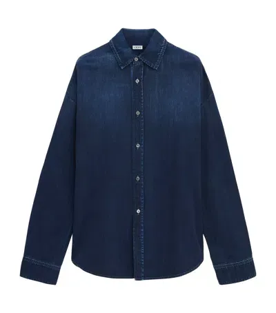 Loewe Denim Embroidered Anagram Shirt In Blue