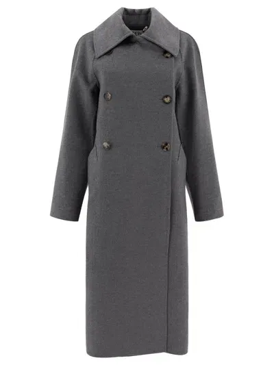 Loewe Double Breasted Coat In Grey