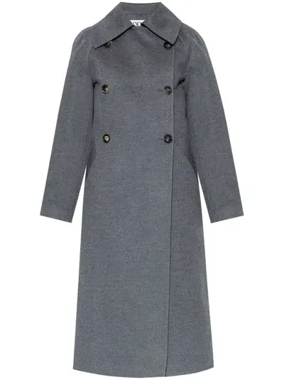 Loewe Double-breasted Coat In Grey