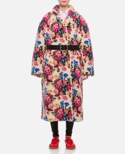 Loewe Double Breasted Floreal Coat In Multicolor