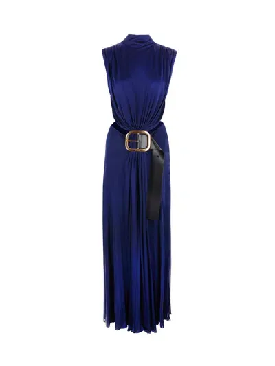 Loewe Draped Dress In Fluid Jersey In Space Blue