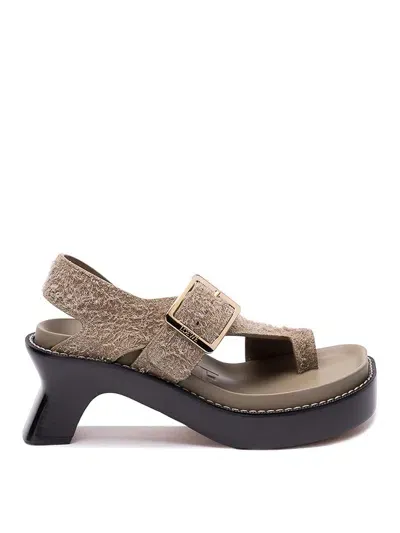 Loewe Ease` Heeled Sandals In Brown