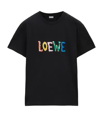 Loewe Embroidered Logo T-shirt In Black