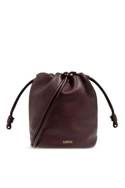 Loewe Flamenco Purse Bucket Bag In Mellow Nappa Lambskin In Burgundy