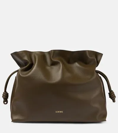 Loewe Flamenco Xl Leather Clutch In Green