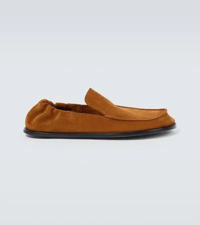 Loewe Flex Suede Loafers In Brown