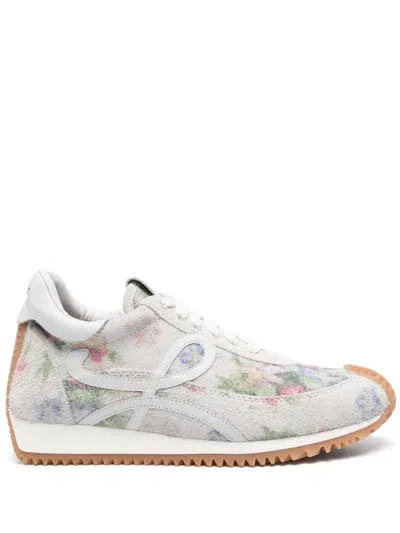 Loewe Flow Retro Floral Runner Sneakers In Silver