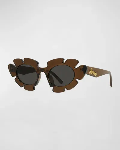 Loewe Flower Injected Plastic Cat-eye Sunglasses In Lbrno/smkg