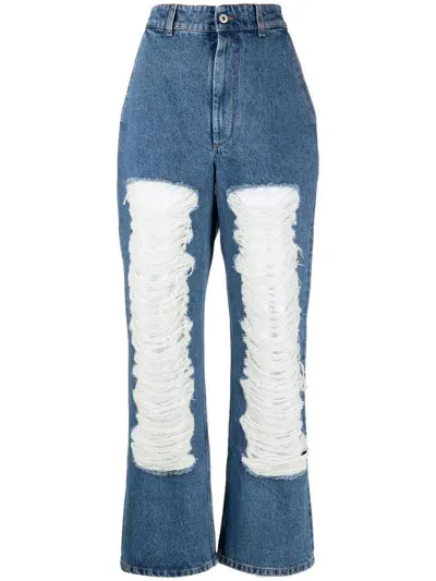 Loewe Frayed-detailed Straight-leg Jeans In Blue