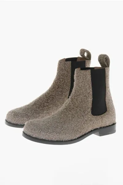 Loewe Fuzzy Suede Chelsea Boots In Neutral