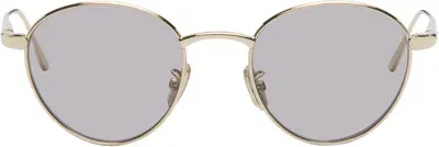 Loewe Gold Groove Round Sunglasses In 32a Gold / Smoke